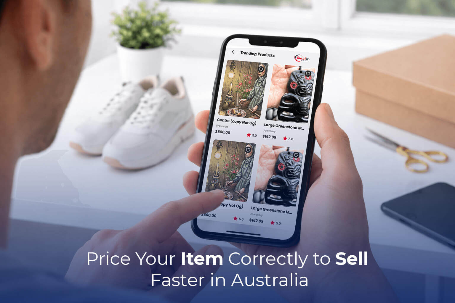 Australian seller checking prices before listing an item online