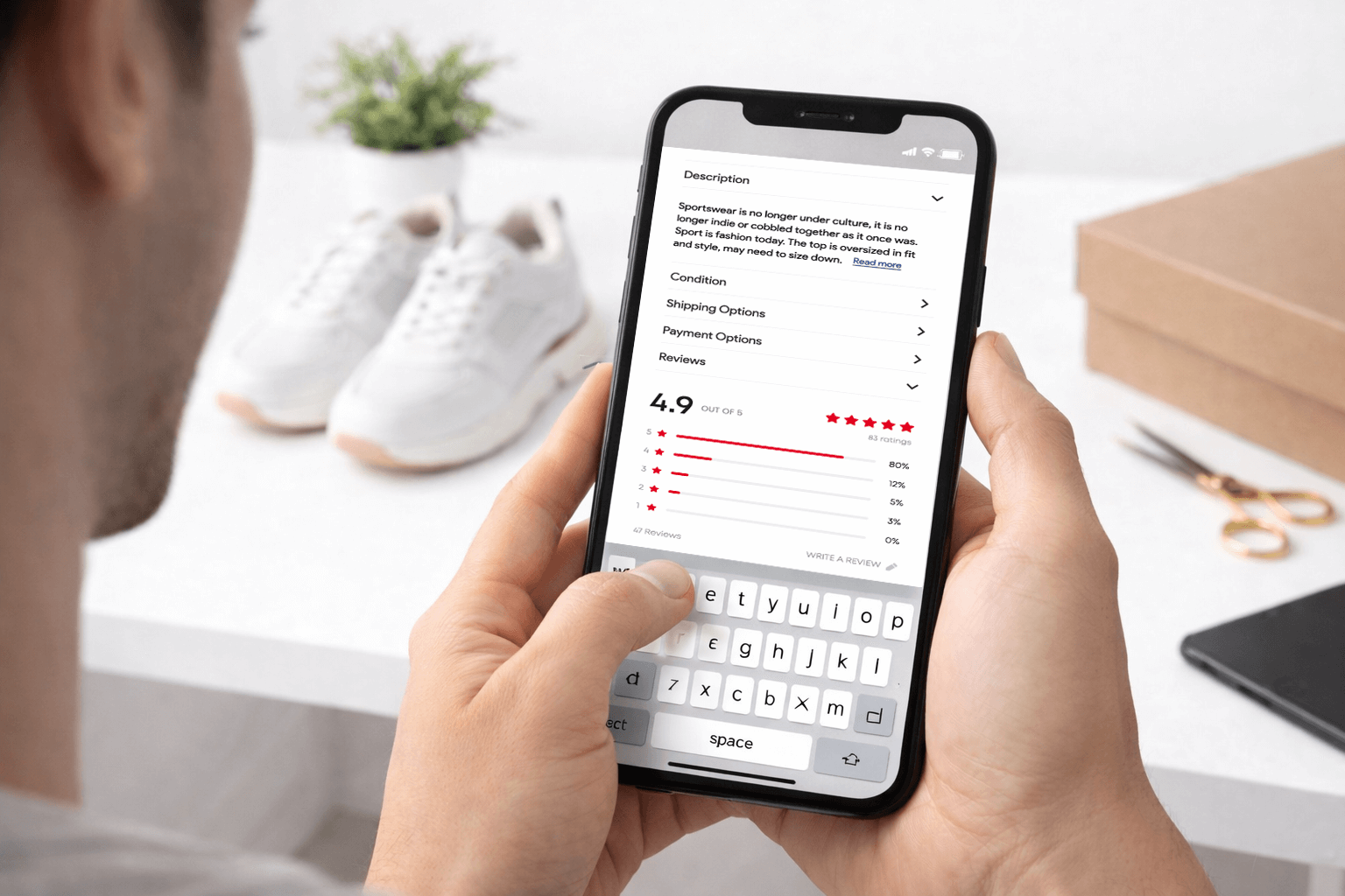Australian seller replying quickly to a buyer message on a phone